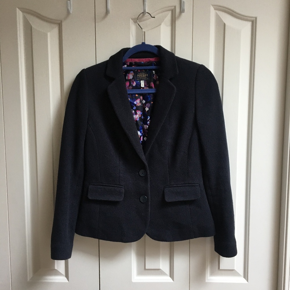 Amazing Joules Navy Textured Cotton Blazer